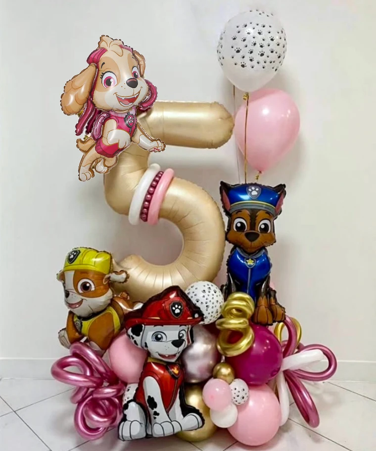 Globo temático de la patrulla canina de dibujos animados, suministros de decoración para fiesta, perro de rescate, cachorro, globo de papel de aluminio, regalo de cumpleaños para niños