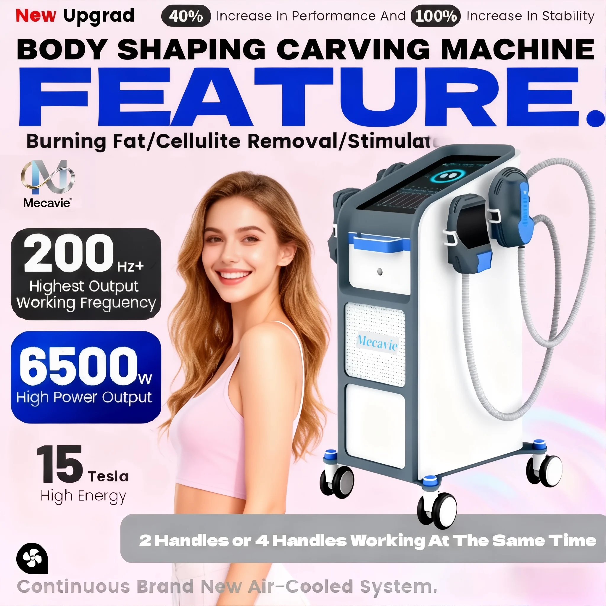 Mecaive 2026 4 مقبض آلة العضلات RF أحدث نظام ترقية المهنية حرق الدهون محفز غير الجراحية محدد شكل الجسم
