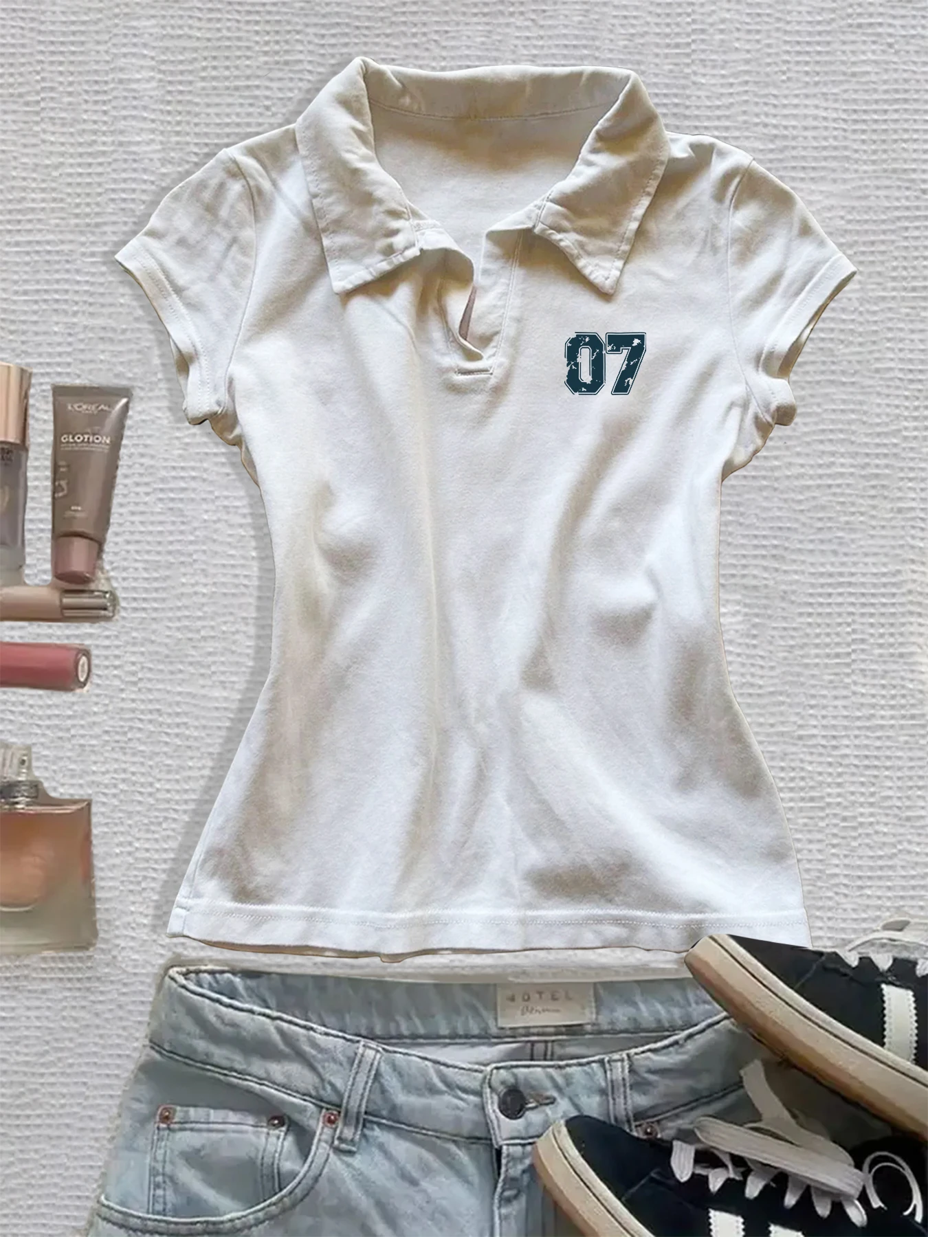 Amazing summer Women's slim polo with small V-neck and short sleeves is easy and fashionable this is what you really need