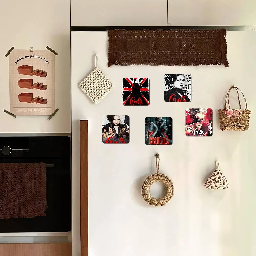 C-CRUELLA EMMA حجر الفيلم الكلاسيكي PVC مغناطيس الثلاجة نقل الحرارة الطباعة ملصق الثلاجة لديكور المنزل والمطبخ