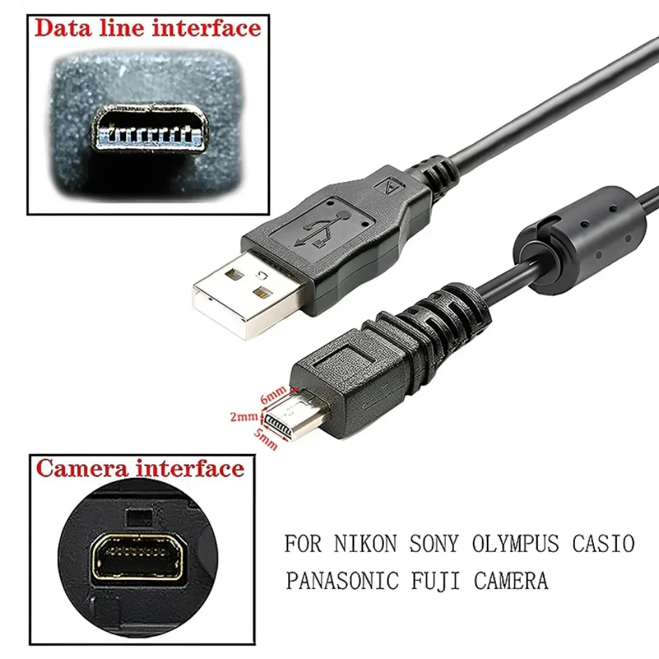Universal 3.7V USB Data Cable UC-E6 Digital Camera Mini 8 Pin  for Nikon CoolPix Fuji Panasonic Olympus Sony 1M 1.5M