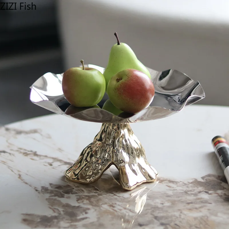 High Footed Fruit Plate Ornament Dessert Plate Snack Bowl Candy Dish Dried Fruit Plates Pastry Plates Refreshments Tray