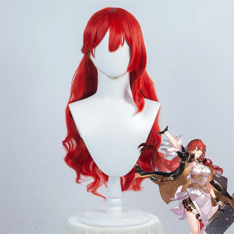 

Crash, Star Dome Railway, Himeko Cos Wig Красные длинные вьющиеся волосы Аниме Косплей Парик