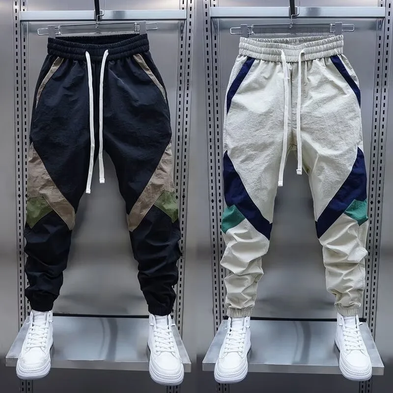 Summer Ice Silk Quick Dry Loose Fit Men's Pants Thin Style Nine Points Sports Breathable Casual Trousers Universal Size