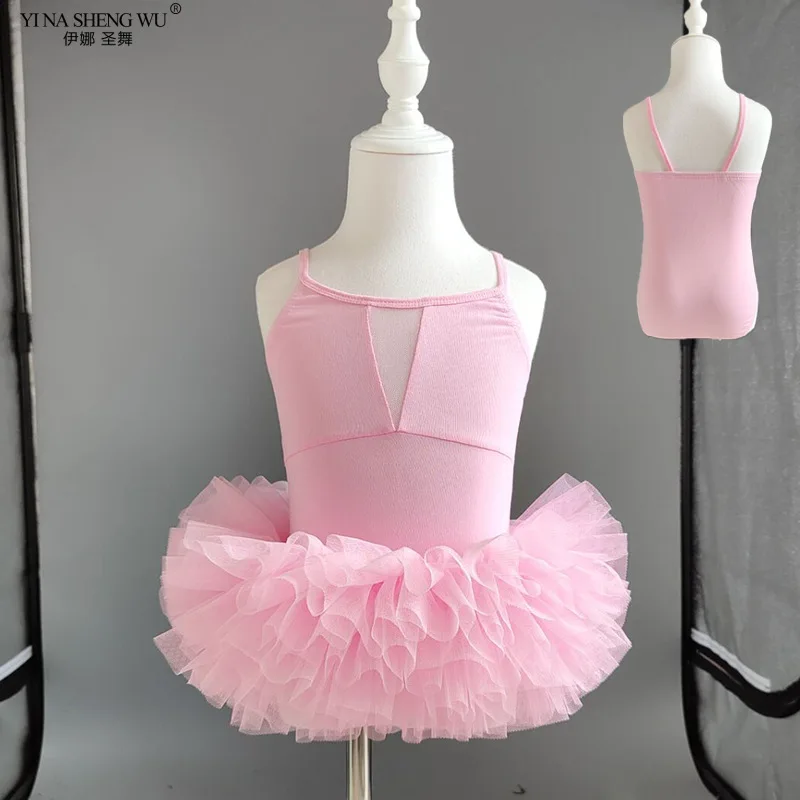 Falda de Ballet de 6 capas, disfraz de actuación de baile para niñas, ropa de práctica de Ballet, ropa de tirantes de baile para niñas