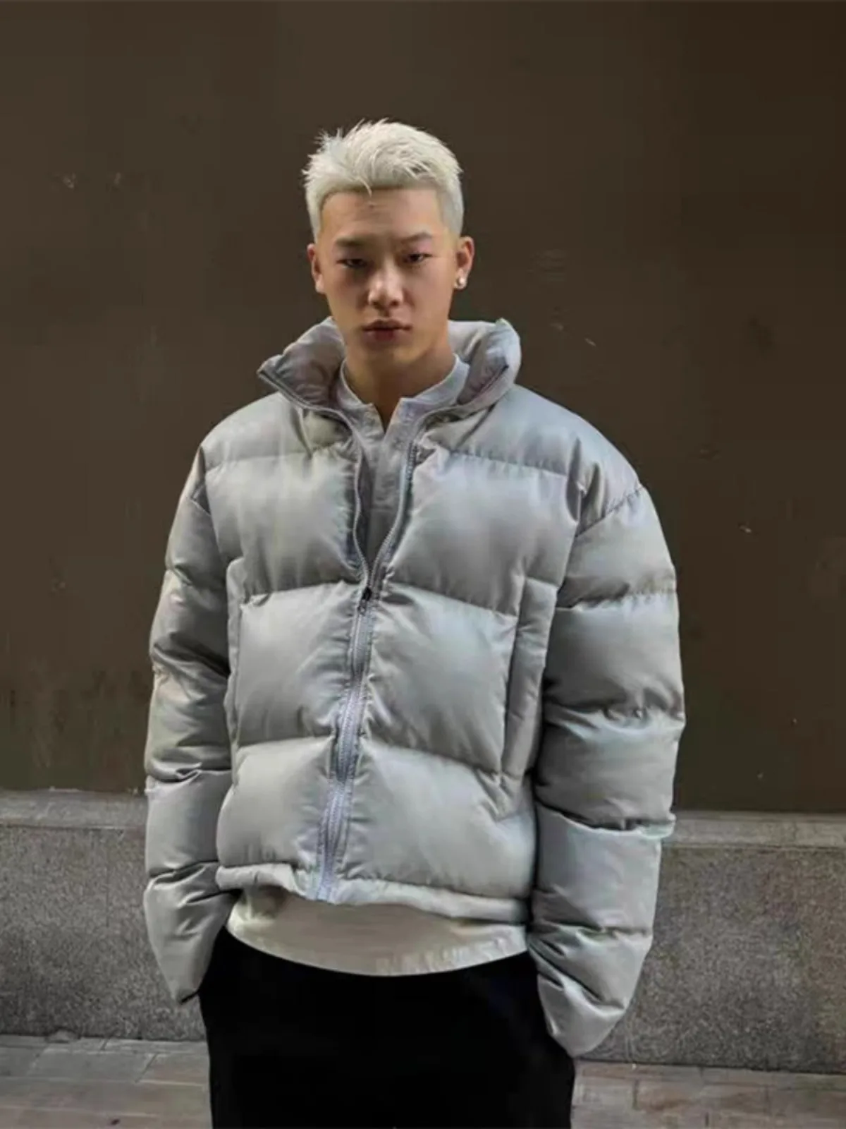 

ey Lightweight Stand Collar down Cotton Jaet Men's Winter Thiened ort Sle Cold Resistant ort Coat Outerwear