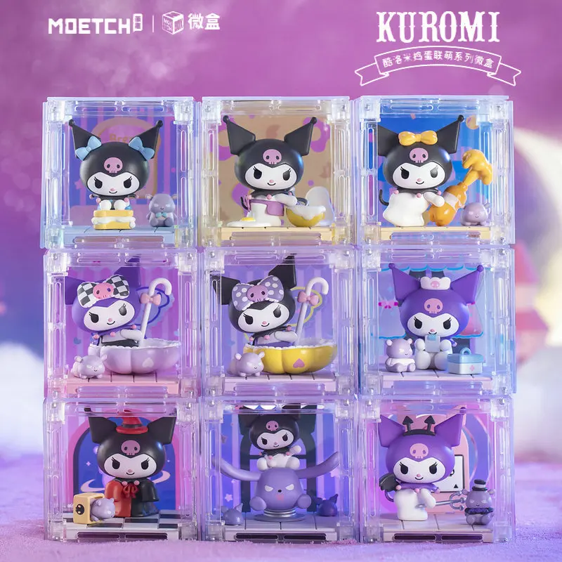 Sanrio Blind Box Kuromi Cukierek albo psikus Śliczna seria figurek anime Miniaturowa scena Urodziny Prezent świąteczny Dec Kawaii Zabawka dla dzieci