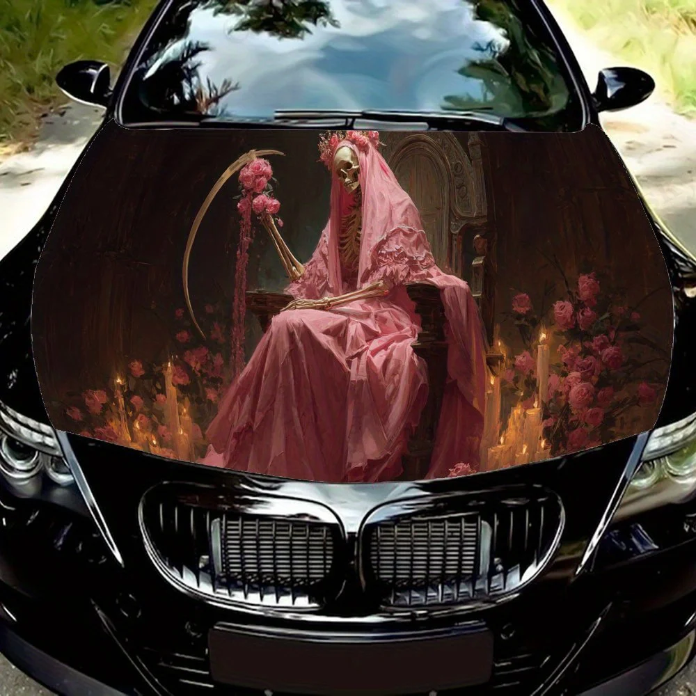 

Bloody Rose Skull Bride car hood stickers, waterproof self-adhesive, scratch resistant, easy to stick, durable car PVC stickers,
