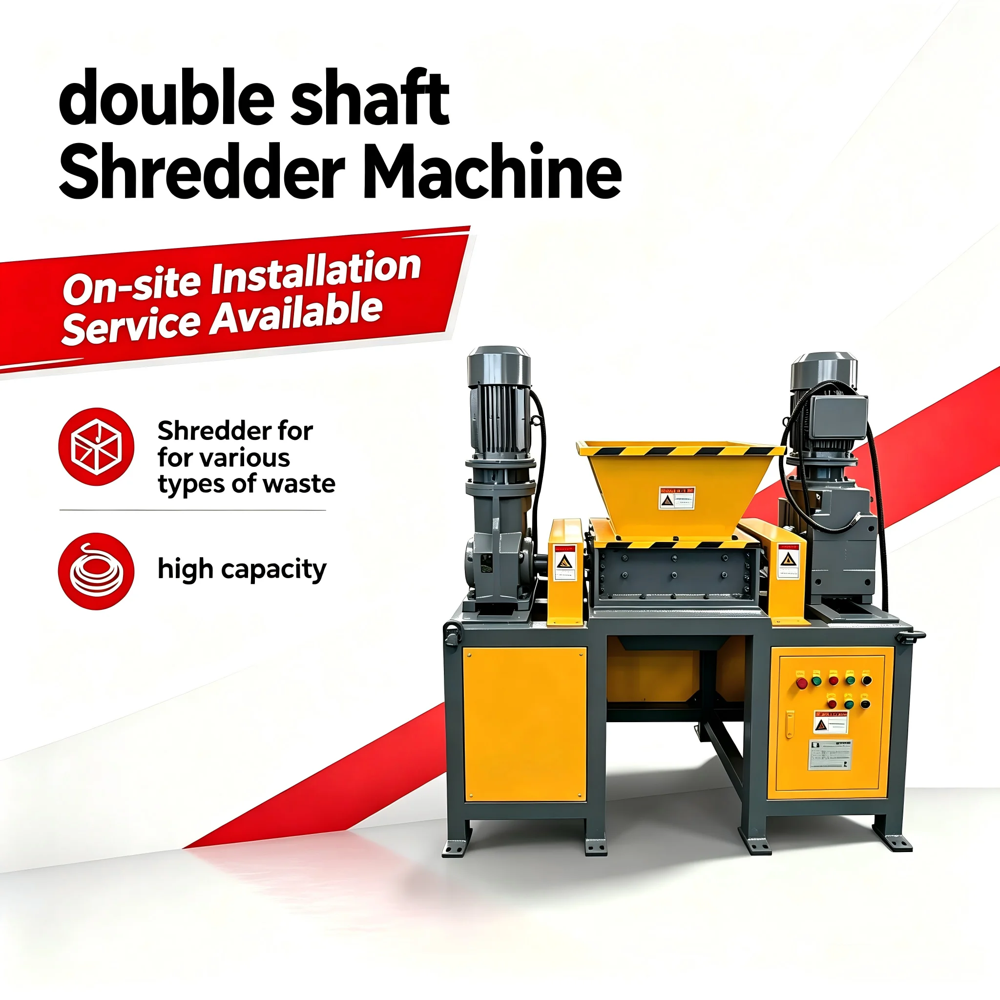 Double Shaft Shredder Machine | Two Shaft shredder | Scrap Metal Shredding Machine for E-waste Recycling Yard - Low Noise