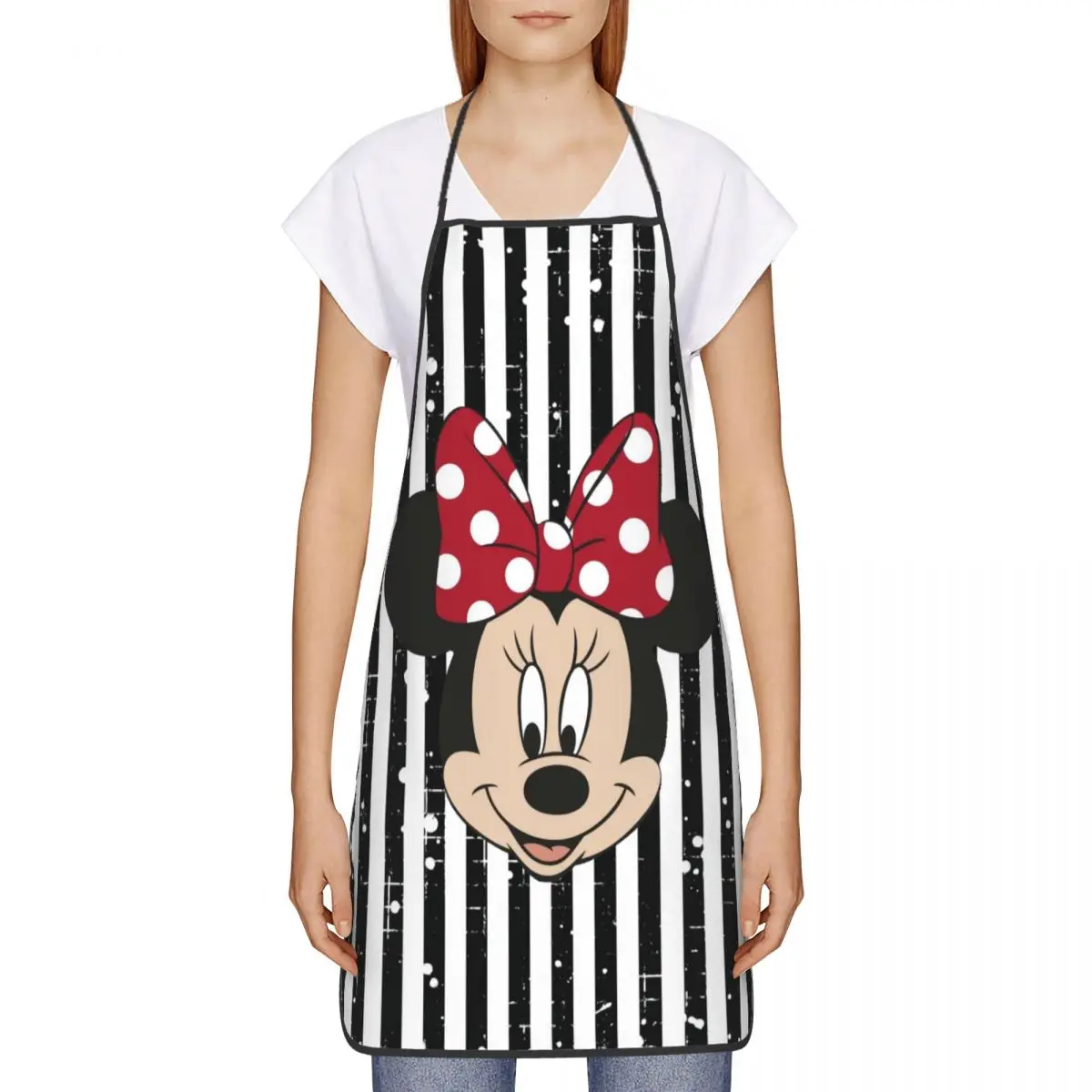 Custom Unisex Mickey Mouse Bib Apron Adult Women Men Chef Tablier Cuisine for Kitchen Cooking Painting