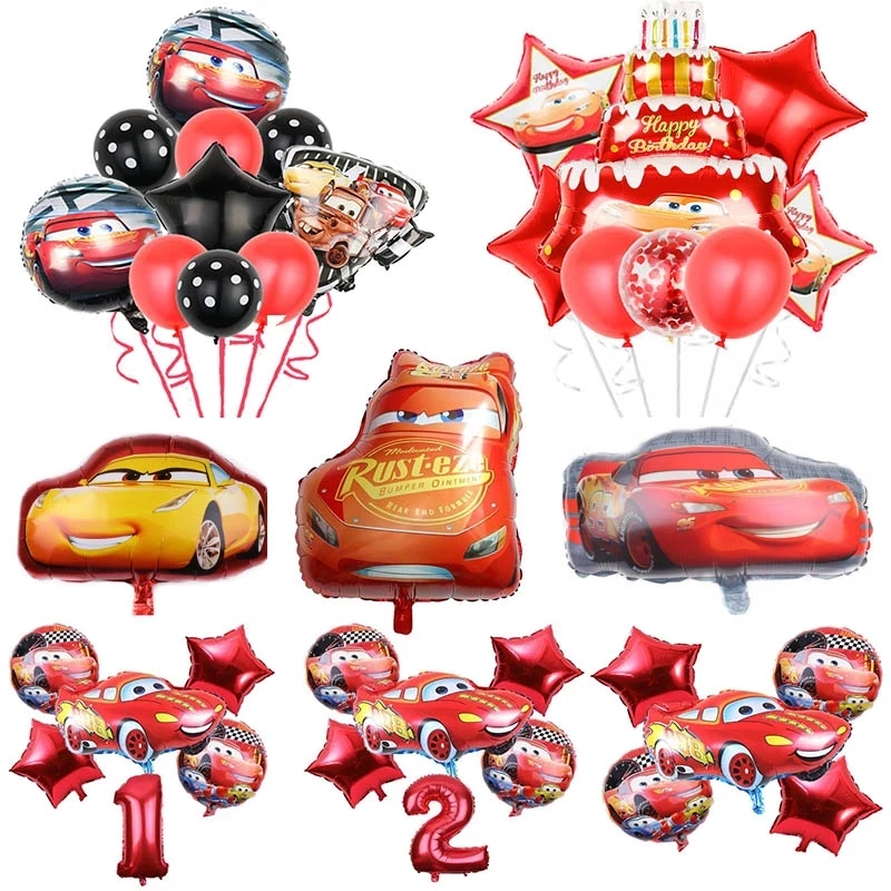 1set Lightning McQueen Car Disney Children's Boy Birthday Party Decoration Home Decor Number Foil Balloons Kids Toys Air Globos