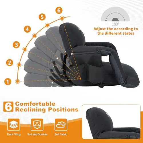 25in 2Pack 4.72" Extra Thick Stadium Seat with Back Support | Sofa Style Design Bleacher Chairs with Back and Comfy image 6