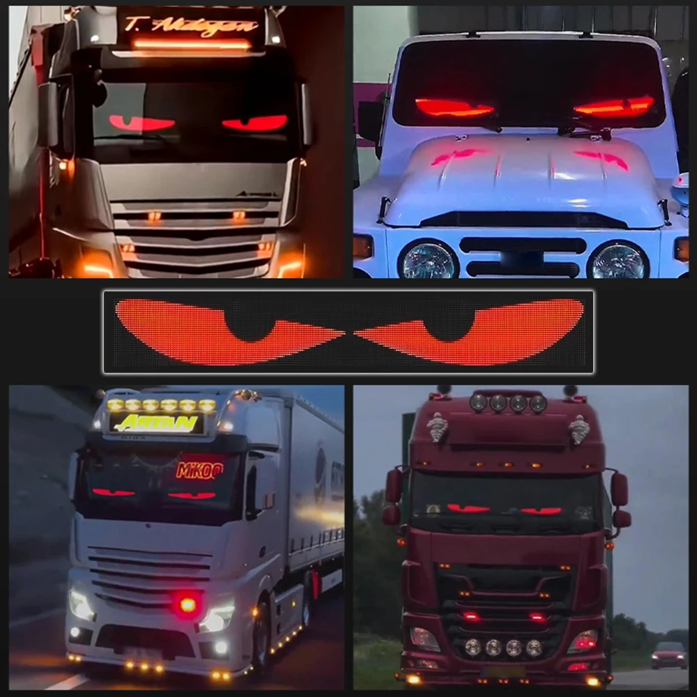 Devil Eye for Truck Car LED Car Sign Scrolling Advertising USB 5V Bluetooth App Control Logo Light Custom Text Pattern Animation