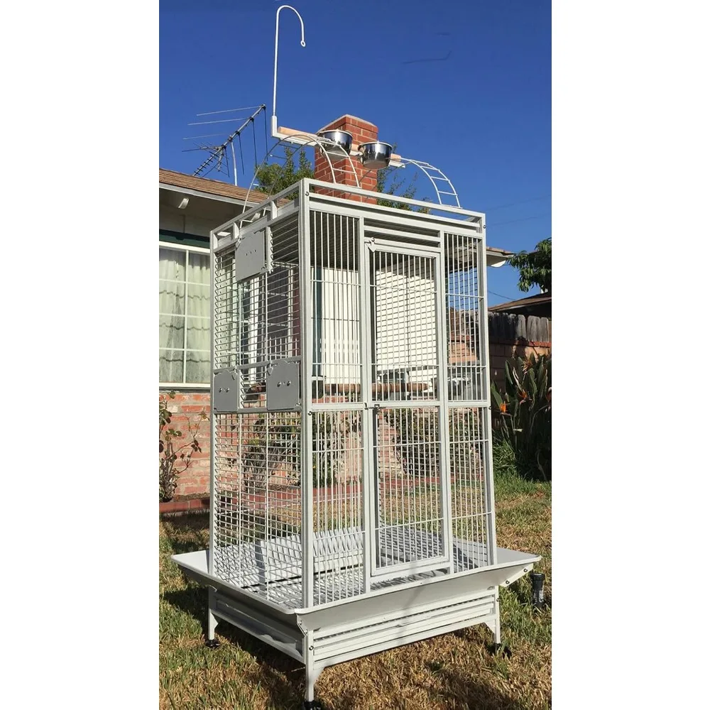 

Large Elegant and Durable Wrought Iron Play Top Bird Parrot Cage for African Grey Quaker Amazon Parrot Cockatiel Sun Green Cheek