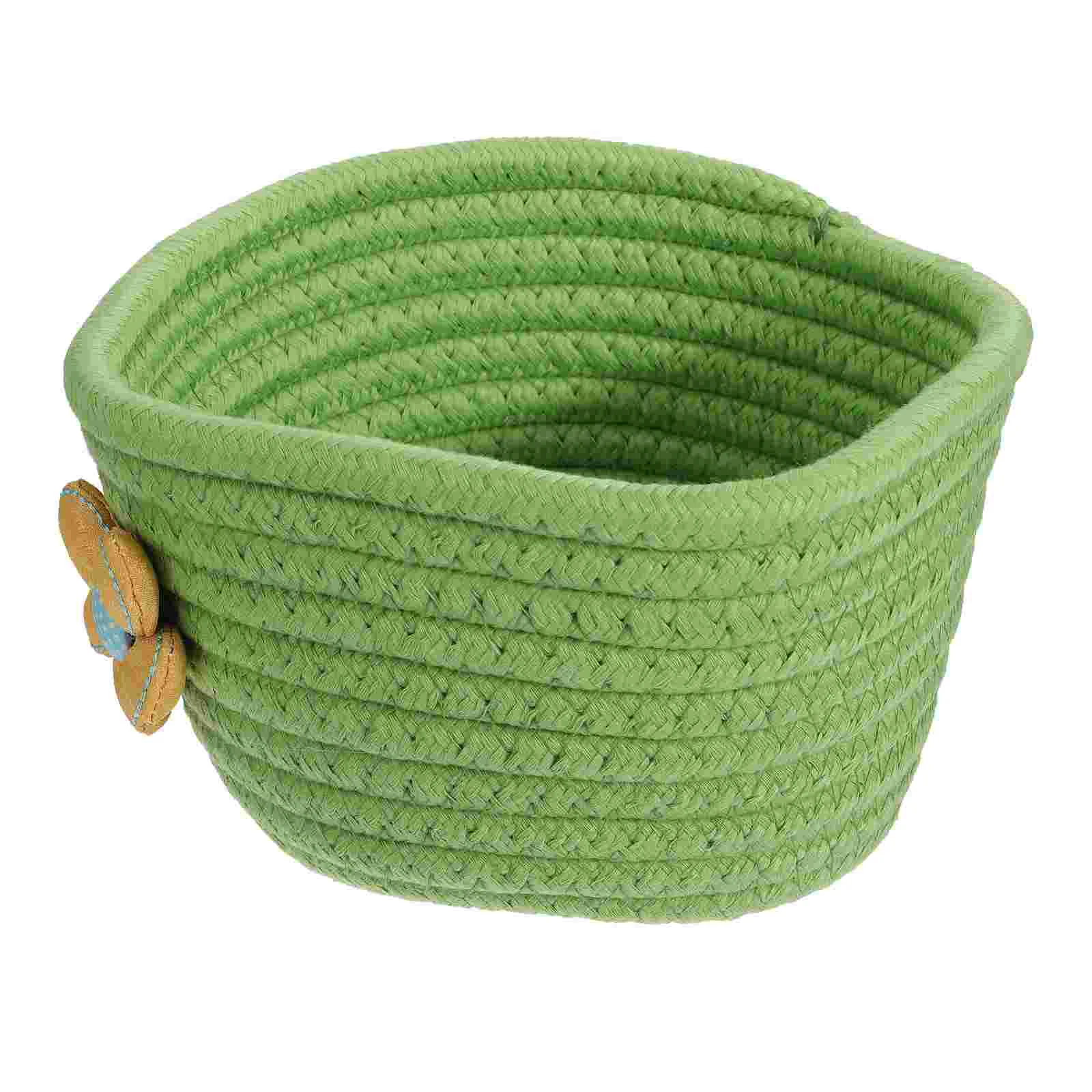 

Storage Bins Basket Small Desktop Container Woven Mini Organizer Cotton Green Office