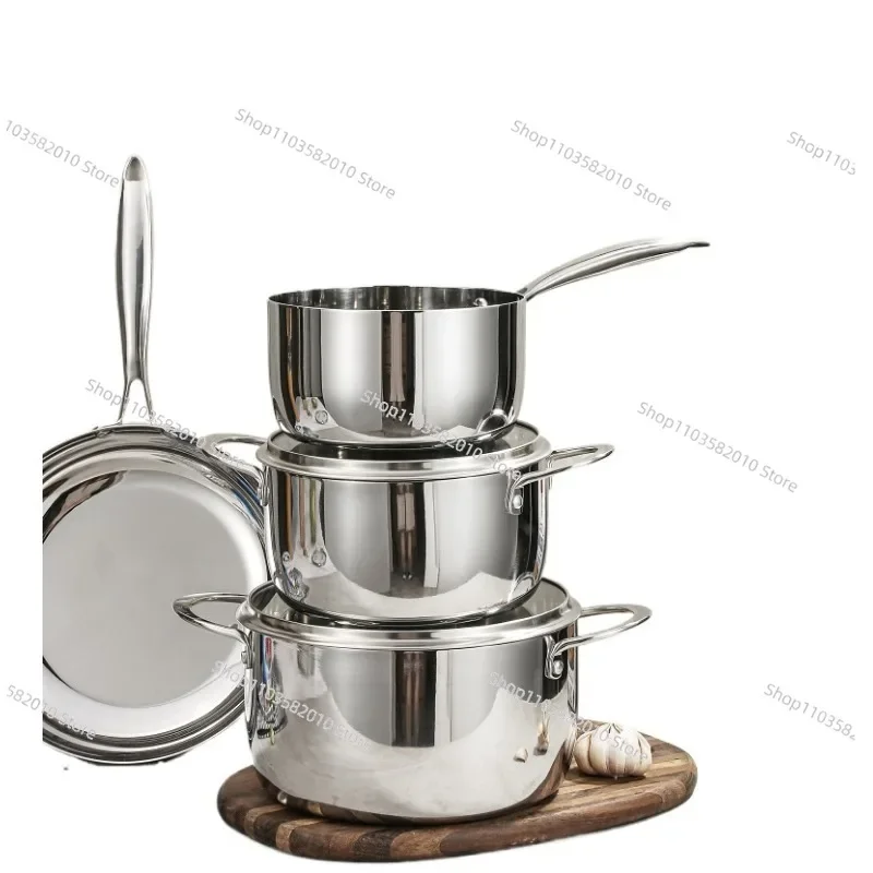 Suitable for best-selling custom ordinary stove kitchen 7-piece three-layer stainless steel cookware soup pot cookware set
