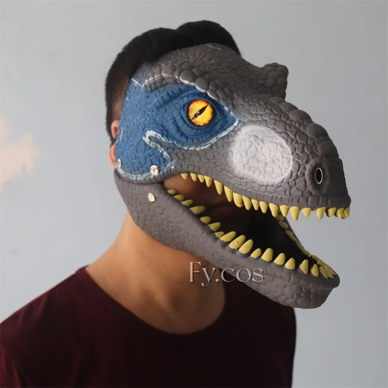 Raptor Mask Dinosaur Jurassic World Birthday Decoration Horror All New Carnival Halloween Cosplay Dino Costume for Children Gift