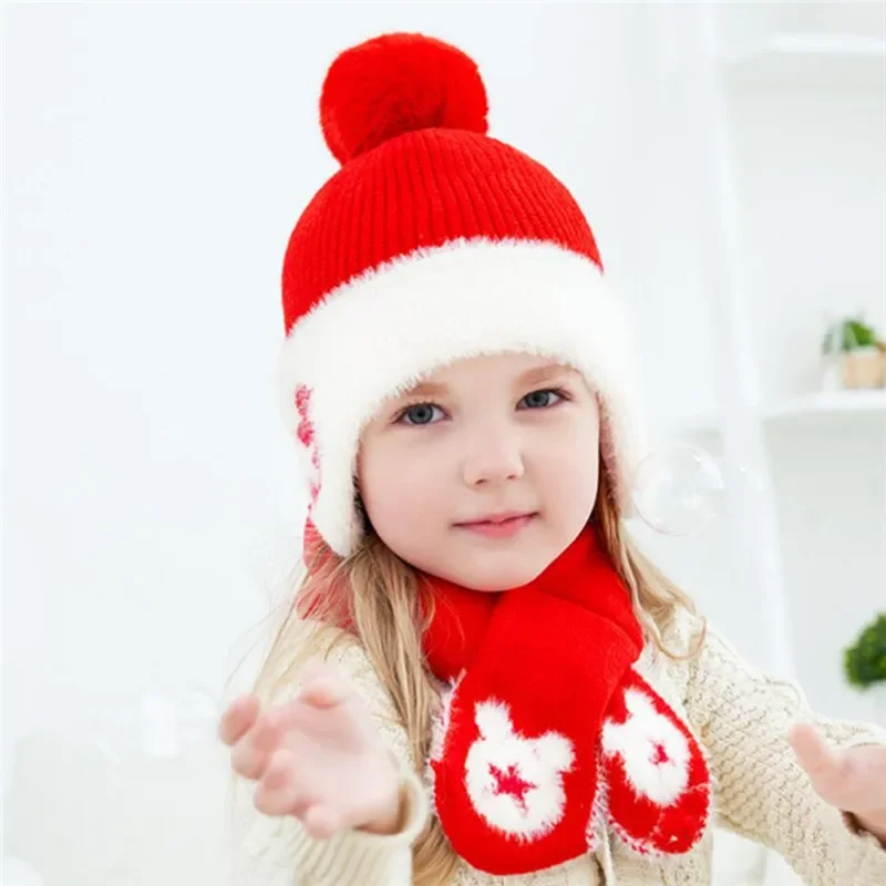 Kids Winter Hat And Scarf Baby Warm Ribbed Kint Hat Set Child 2019 Girls Boys Cotton Lnner Layer Ear Protection Cap Scarves 1-6T