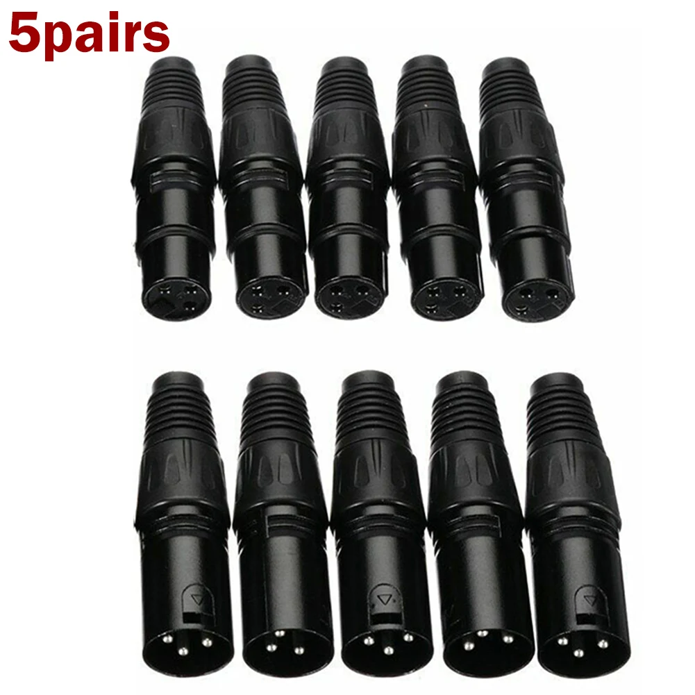 10pcs/set XLR DMX 3 Pin Microphone Audio Cables Plug Connectors Male Female MIC Snake Plug Cable Connectors