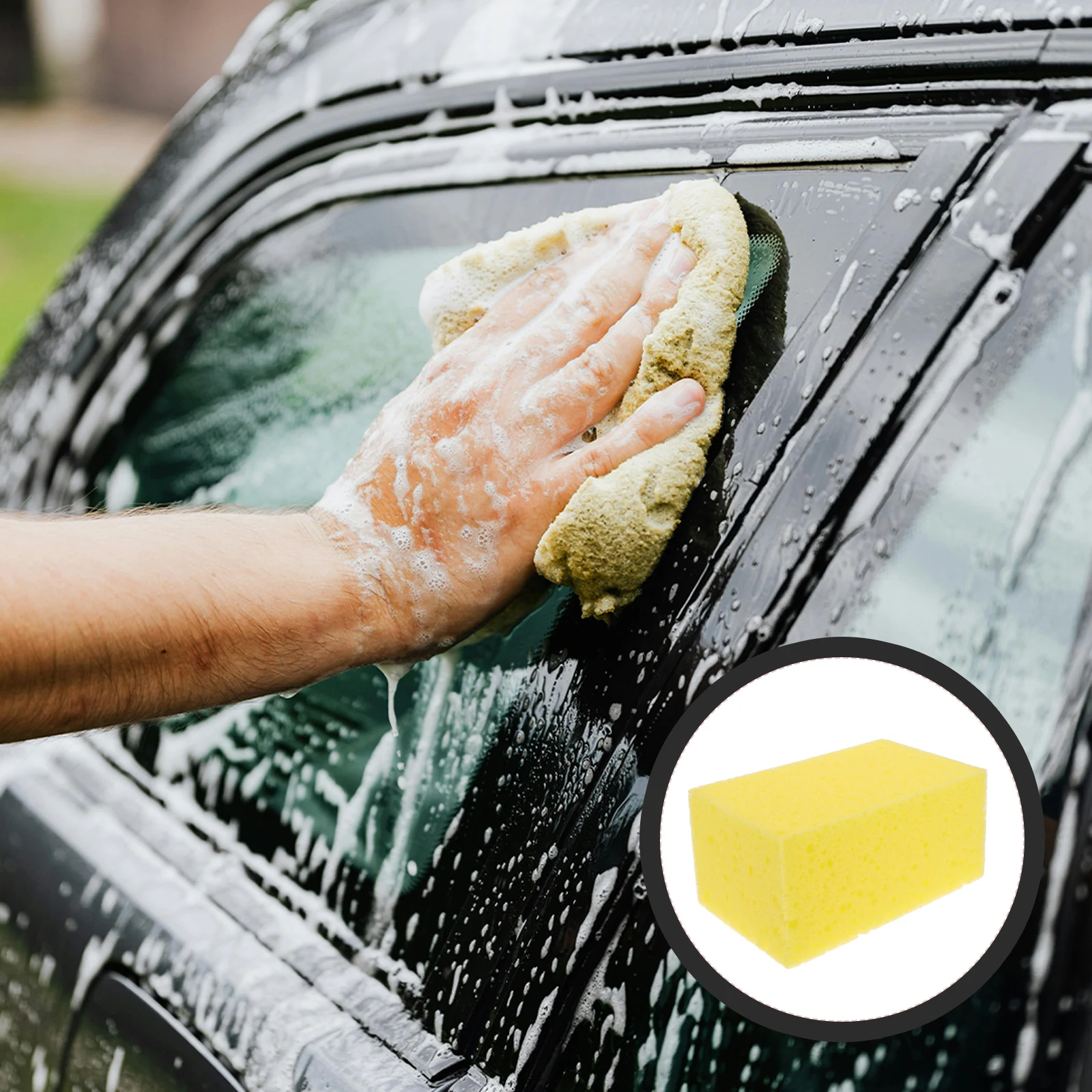 

Large Soft Sponge Car Washing Honeycomb Pattern Reusable Durable Non-Scratch Auto Detailing Cleaning Tool For Window Body