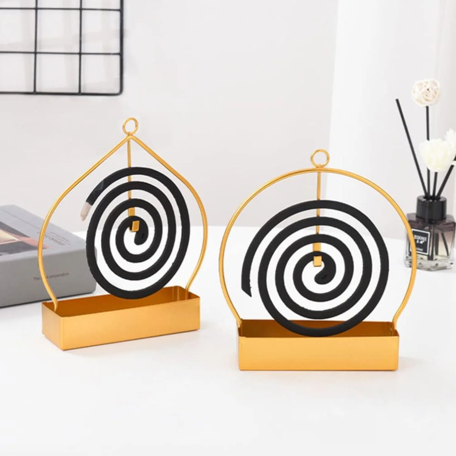 2pcs Mosquito Coil Holder Coil  Burner Rack Portable Modern  Coil Stand for Indoor Outdoor  Office Decor