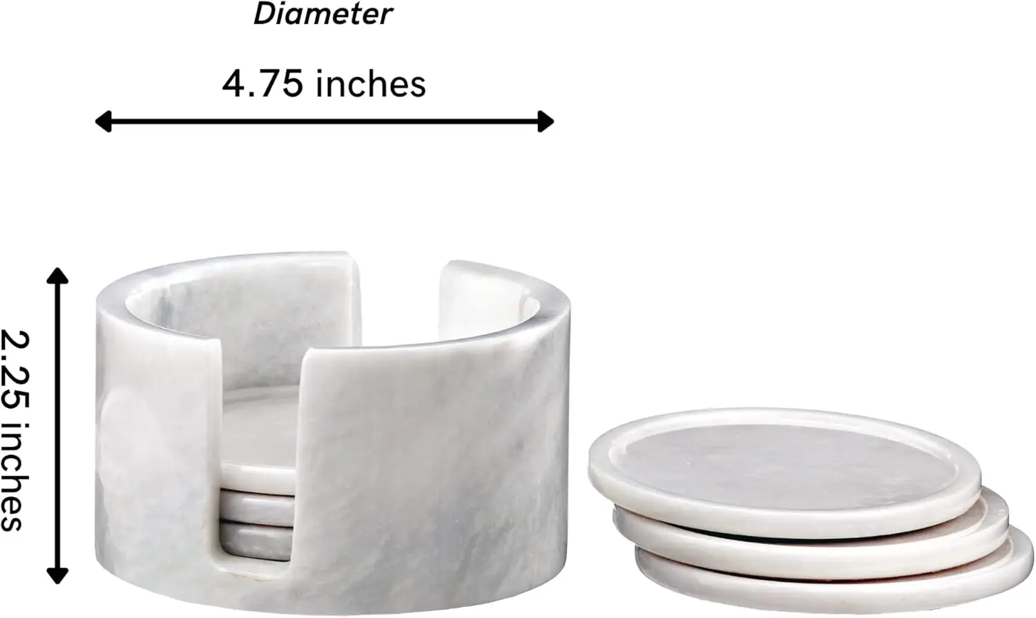 Porta-copos de mármore com suporte, mão esculpida, mesa de café polida, fundo de feltro antiderrapante, resistente, conjunto de 6