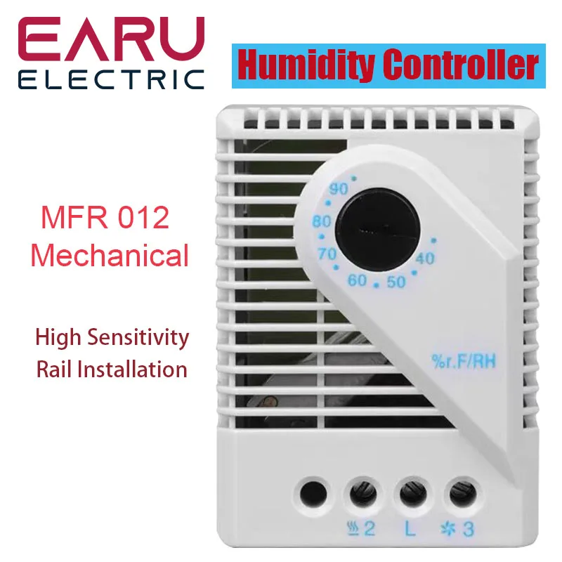 MFR012 Mechanical Humidifier Humidity Controller Hygrostat Connecting Fan Heater Cabinet  Thermostat Switch Adjustable Din Rail