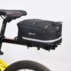 Bicycle Rear Rack Storage Luggage Waterproof Bicycle Trunk Bag with Reflective Stripes&Zipper PU Multi Pocket for Outdoor Travel