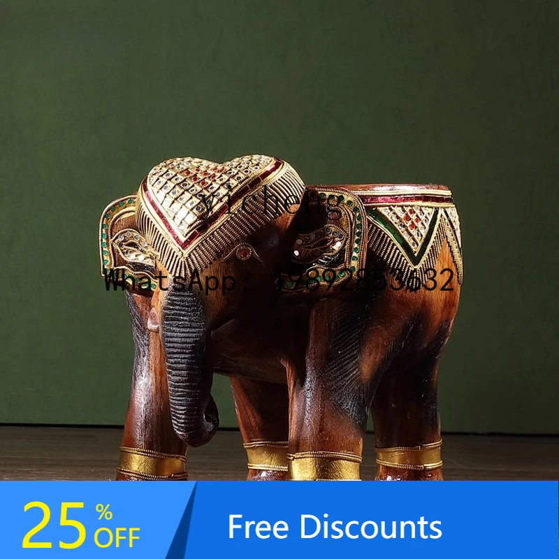 Wooden Elephant Stool Coffee Table Round Low Stool Sturdy Southeast Asian Style Furniture