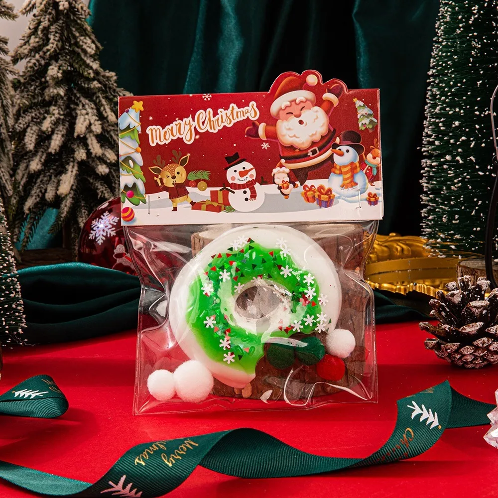 Novelty Soft Cat Paw Squeeze Toy Waffle Elastic Christmas Fidget Doll Pizza Doughnut Pinch Food Series Toy Children