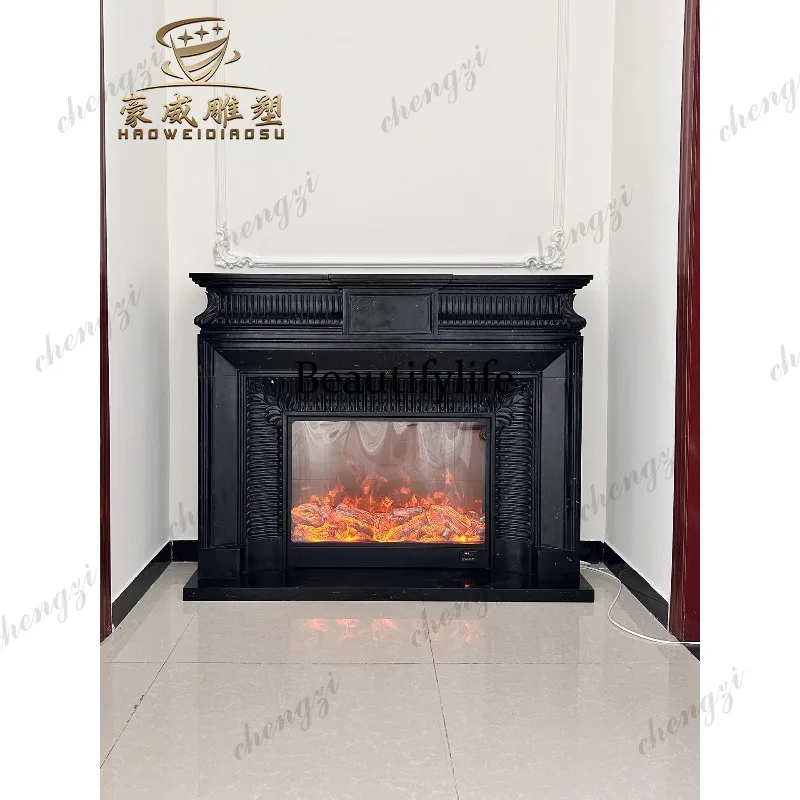 Marble French fireplace stone carving decorative cabinet ornament American simple stone fireplace rack