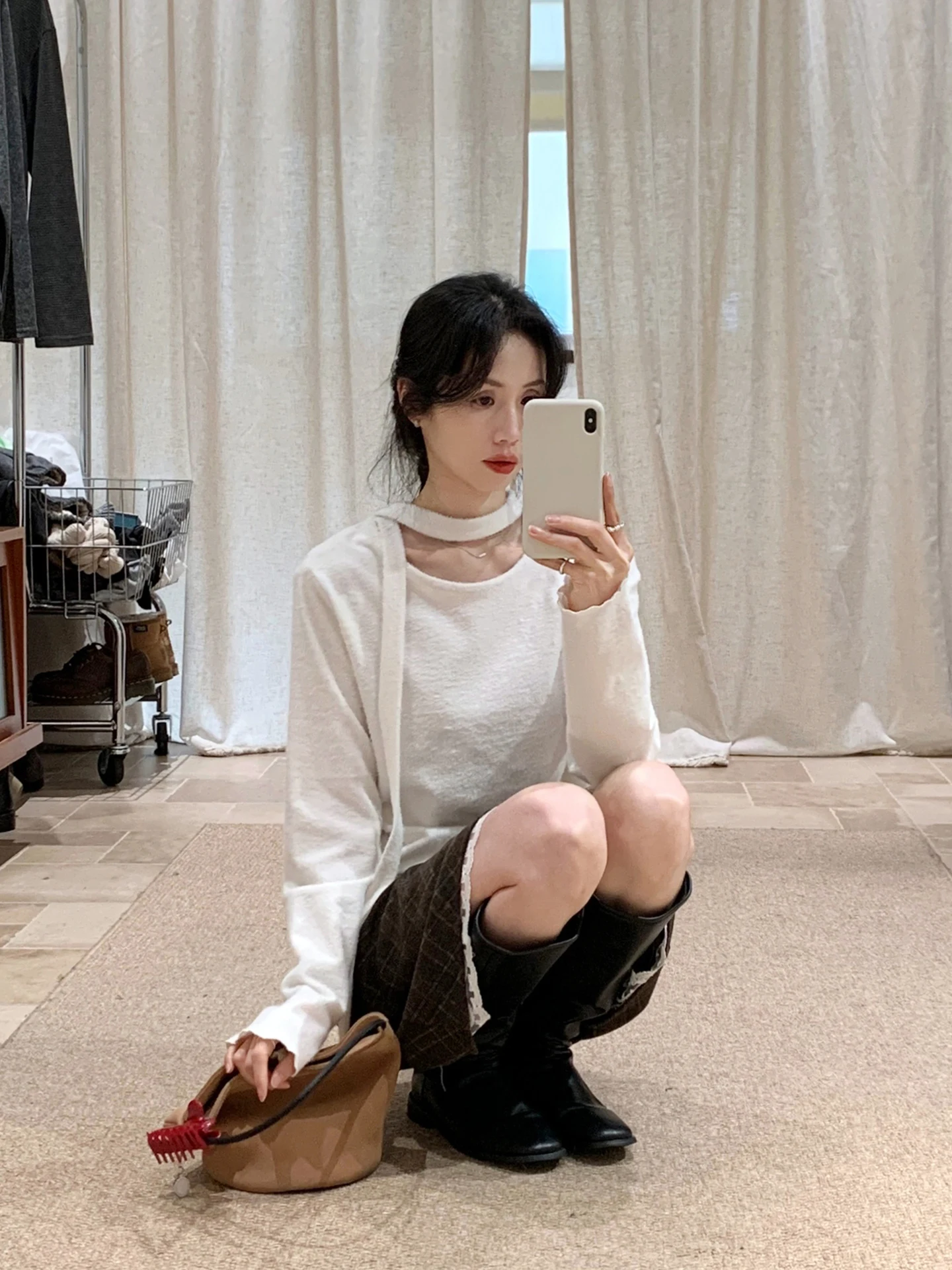 

BRIVIN Женский свободный вязаный свитер в корейском стиле с поясом, белый, элегантный, весенняя новинка, стройнящий, простой, модный топ