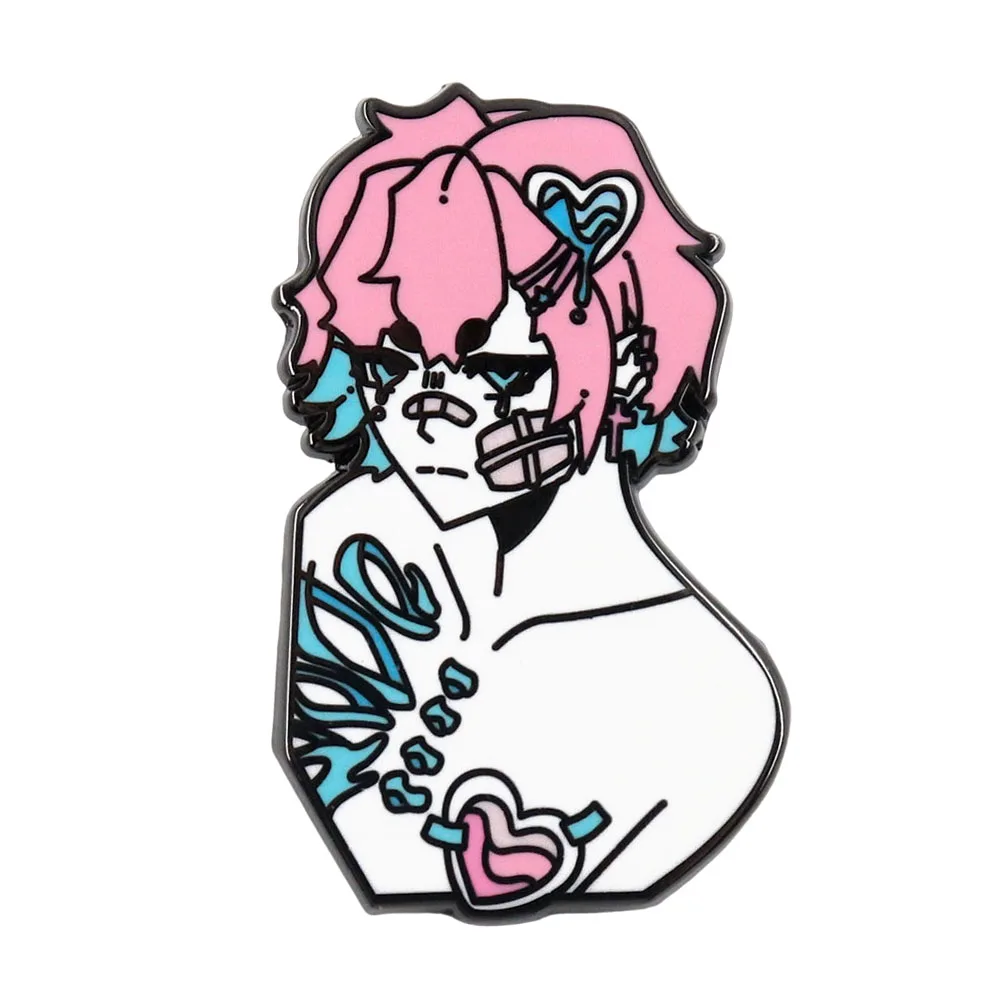 Pastel Anime Boy Badge Kawaii Brooch Cartoon Graffiti Jewelry Creative Novelty Accessories Decoration