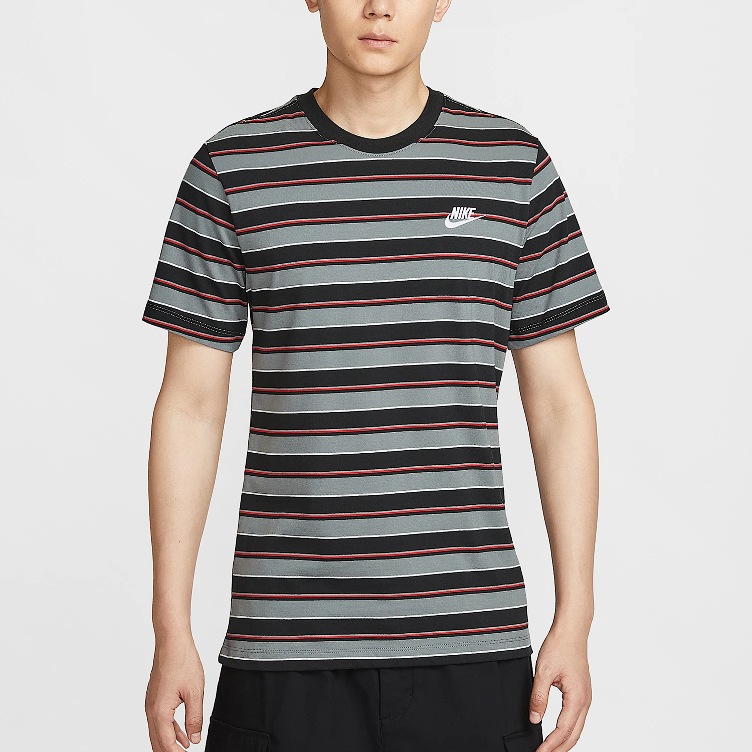 Nike véritable été hommes décontracté rayé doux respirant à manches courtes HJ0551-011