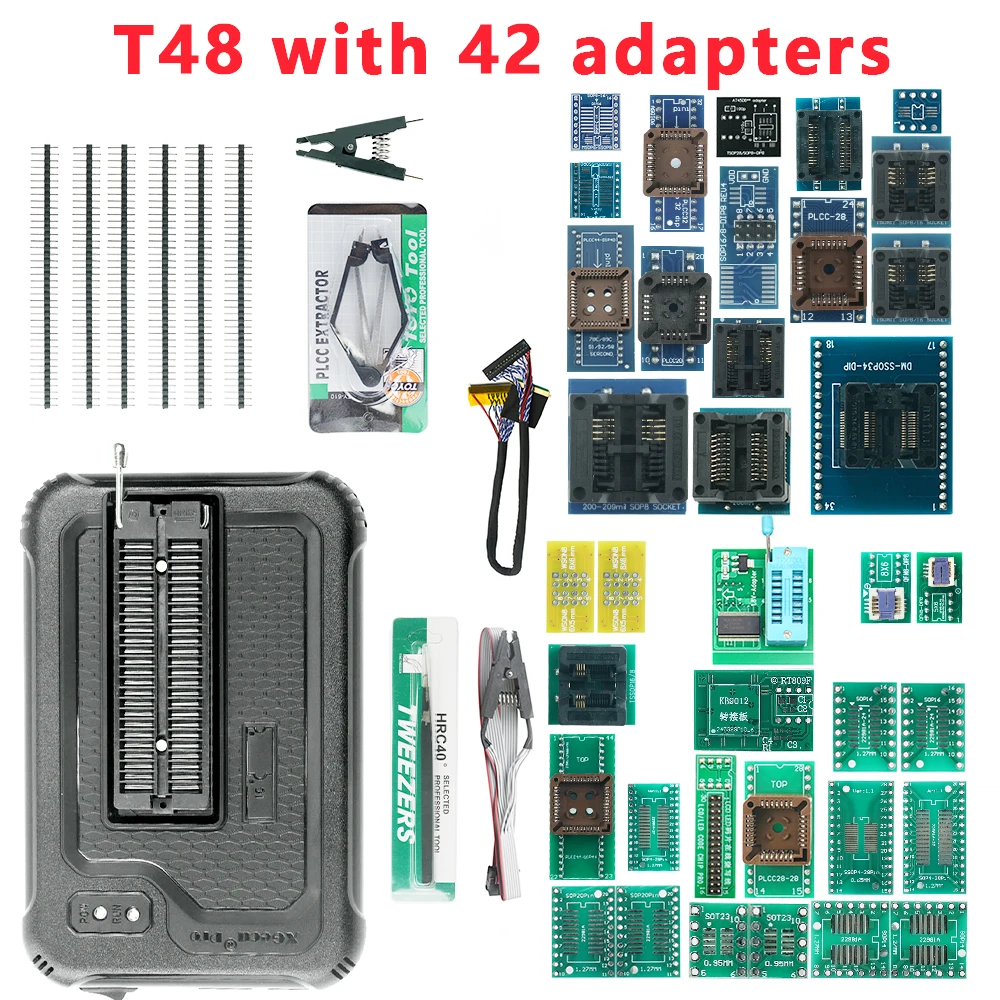 

XGecu T48 TL866II -3G USB Universal Programmer with 42 adapters V12.67 Support 17386+IC SPI Flash NAND EEPROM MCU PIC AVR