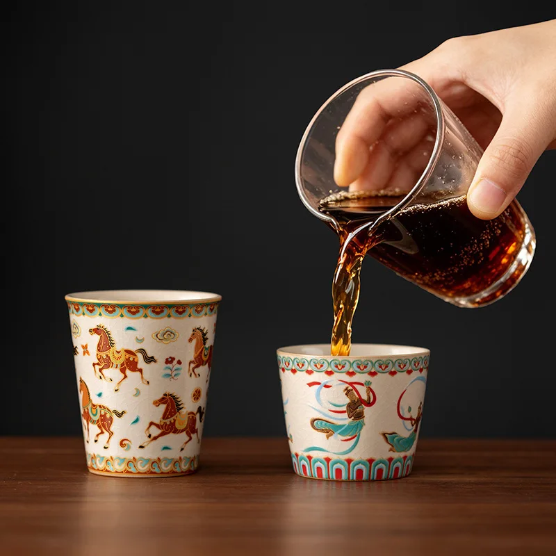 Ru Kiln Dunhuang Cola Tea Cup Ceramic Large Home Master Cup Gift Box Tea Set Single Porcelain Teaware