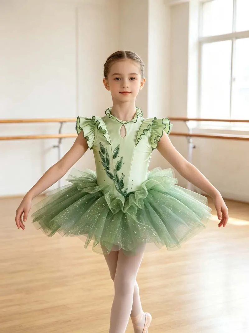 

Ballet Swan Dance Skirt Children Sweet Short Sleeves Perform Ballet TuTu Dress Girls Sweet Exquisite Standard Ballet Dance Skirt