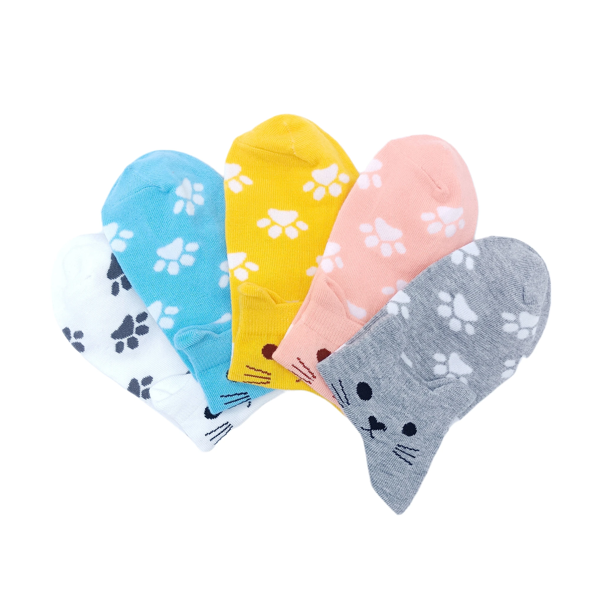 5 pairs of women's socks cute cat paw print pattern ladies warm socks seamless new seamless socks net celebrity socks cute s