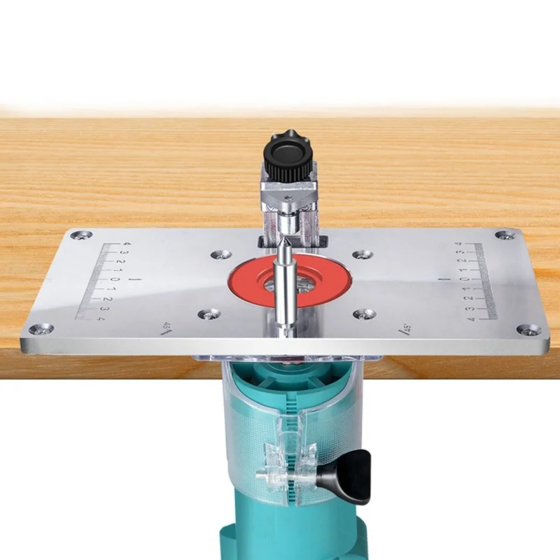 Router Table Insert Plate Woodworking Benches Aluminium Wood Router Trimmer Models Engraving Machine with 4 Rings Tools