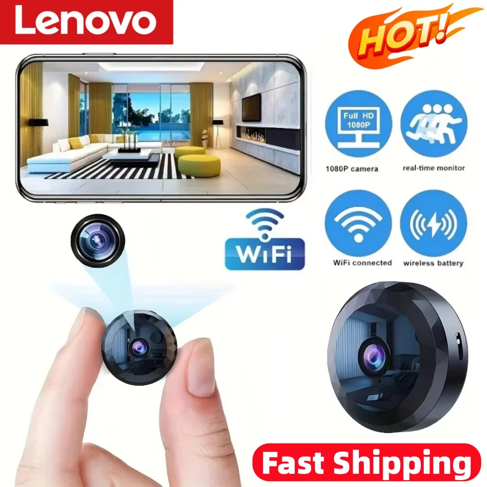 Lenovo New Mini Wifi Camera 1080p Hd Wireless Security Camera Security Protection Voice Video Night Version Universal Camcorder