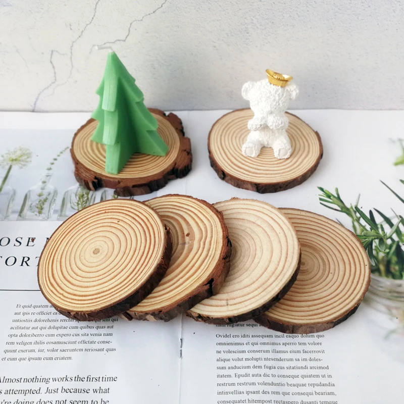 Aromatherapy Candle Wooden Bottom Support Children's Graffiti DIY Log Hand-Painted Decoration Polished Ring Pine Round Wood Chip