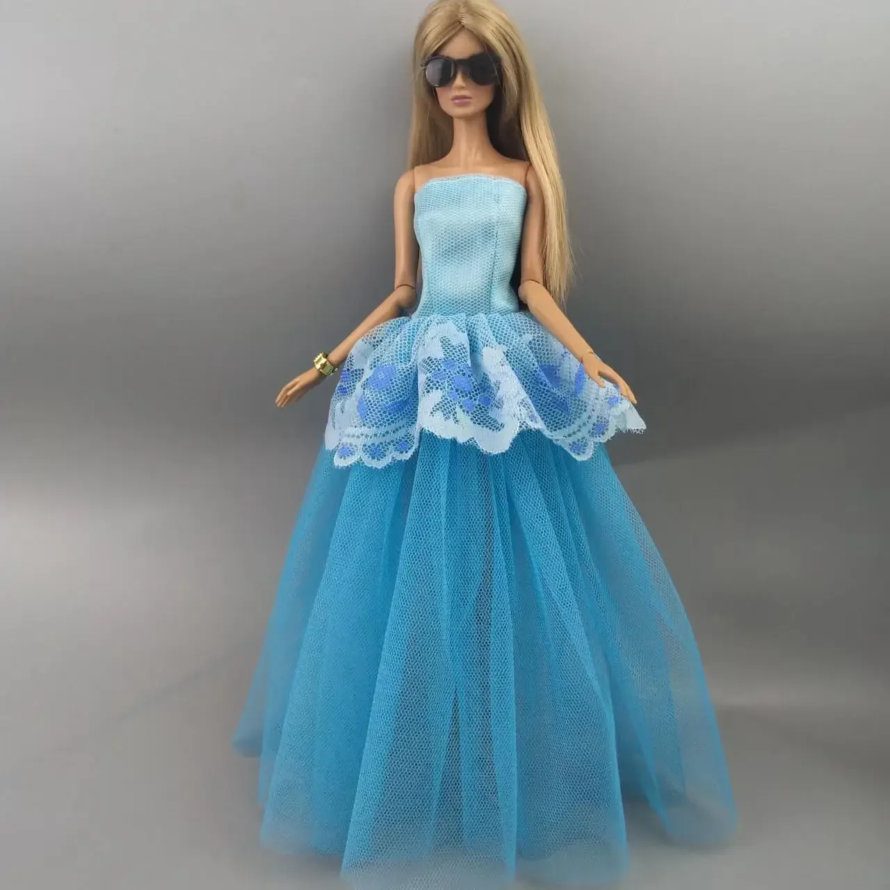 2pcs Blue Evening Dresses 1/6 BJD Clothes For Barbie Doll Outfits Princess Wedding Gown Vestido 11.5" Dollhouse Accessories Toys