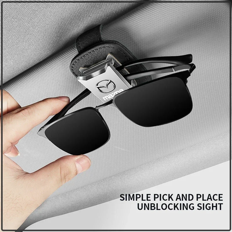 Car Sun Visor Glasses Box Sunglasses Clip Card Ticket Holder Stand For Mazda 3 4 5 6 7 8 323 626 CX5 CX7 CX9 RX8 MX3 Car Sticker