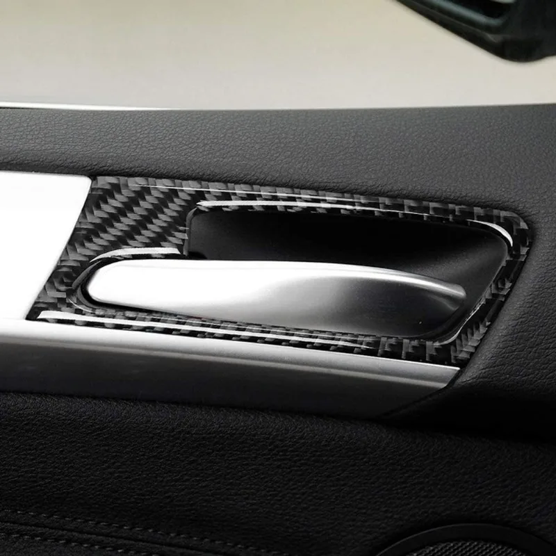 For BMW X5 E70 X6 E71 2008-2013 Soft Carbon Fiber Inner Car Door Handle Frame Cover Trim Internal Car Accessories 4