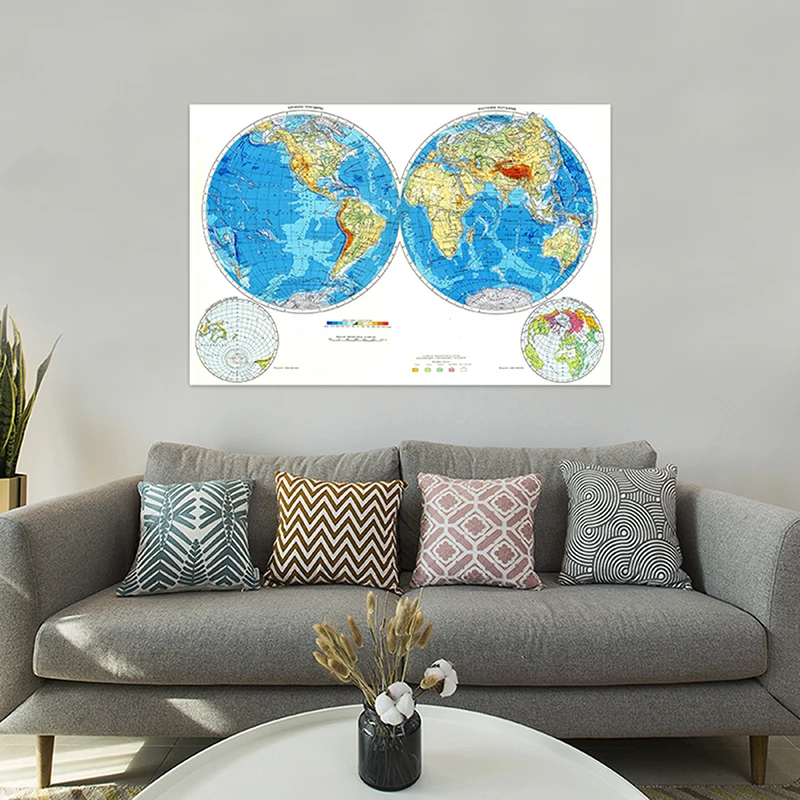 225x150cm la mappa del mondo In russo Non tessuto tela pittura parete Poster senza cornice stampa decorativa soggiorno decorazione della casa