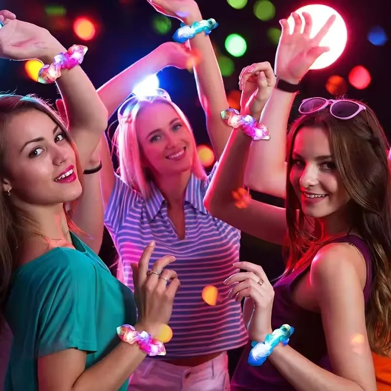 12-48Pcs LED Hair Scrunchie Light Up Hair Scrunchy for Women Satin Elastic Hairband Christmas Glow in the Dark Party Supplies view 6