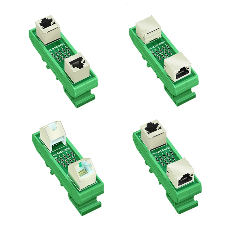 

1PCS Din Rail Mounting RJ45 Female To Female Splitter Board RJ45 45 Degree Breakout Board