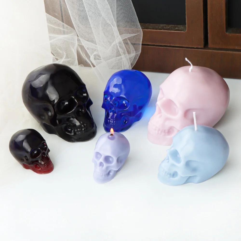 3D Menschlicher Schädel Kerze Silikonform Halloween Schädel Gips Kristall Kleber Seife DIY Feste Silikonform Einzigartiges Wohnkultur Geschenk – Detail 12