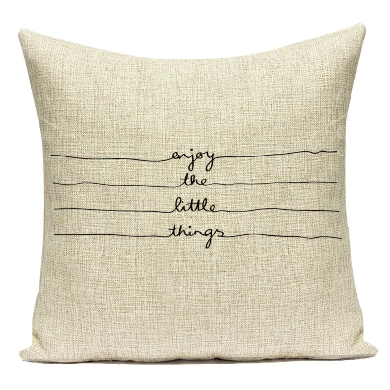 Motto Letter Print Cushion Cover Decorative Pillow Case Sofa Throw Pillowcase Car Seat Accessories Sweet Home Textile Decor