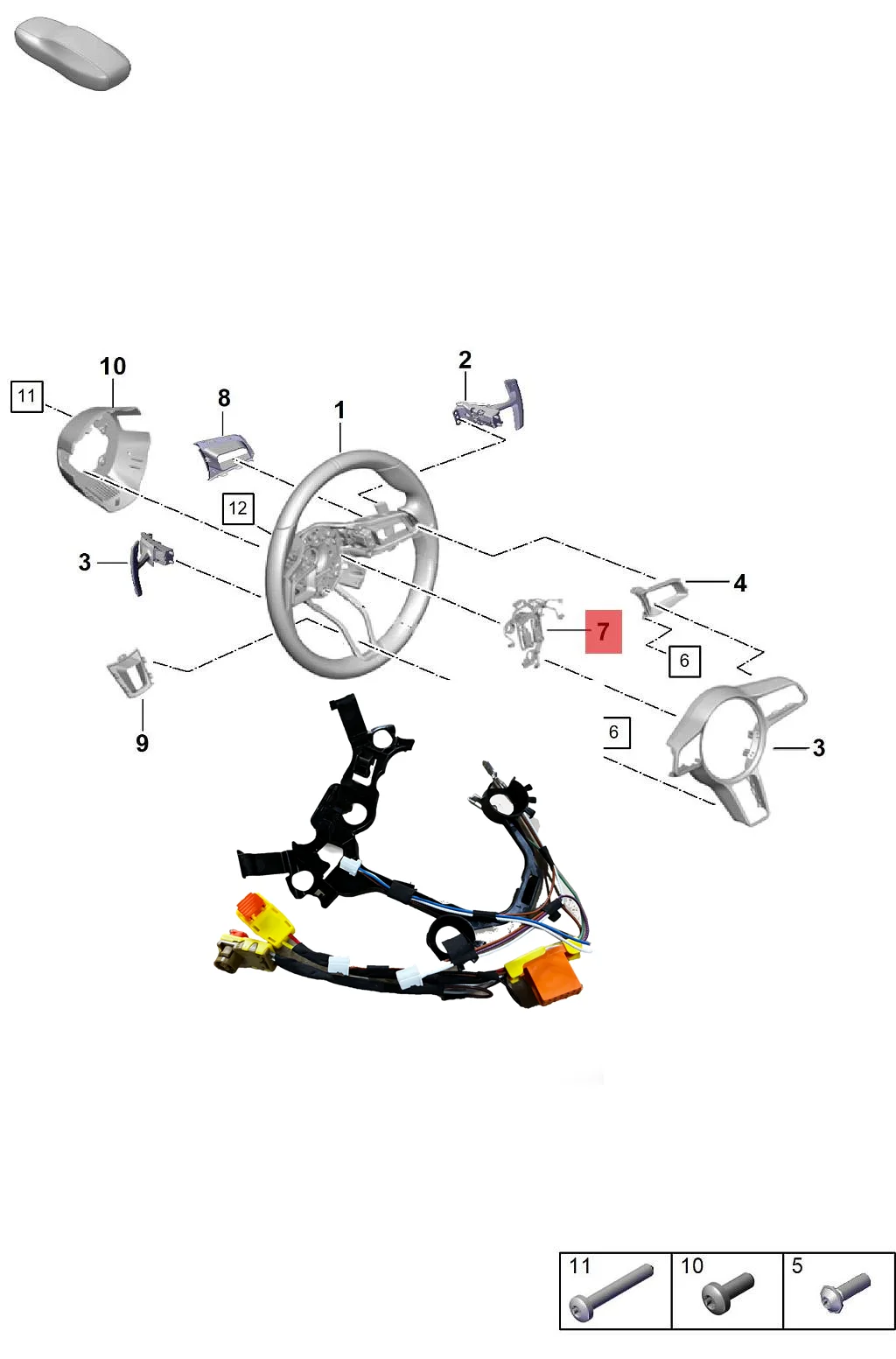 95B971388B Connecting line inside the car for Porsche 918 Spyder Macan Cayenne 911 718